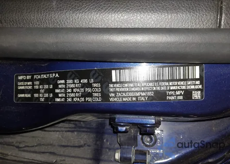 2021 Jeep Renegade Latitude 4X4 from USA, damaged, VIN ZACNJDBBXMPM41852